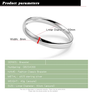Dankadi 925 Sterling Silver Minimalist Bangle for All Styles