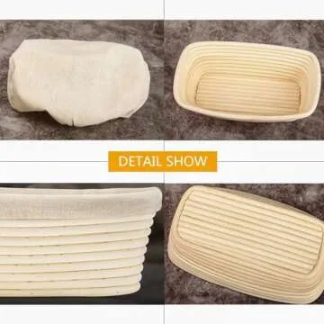Banneton Bread Proofing Basket, Banneton Basket Set, WERTIOO 10 Inch Sourdough Proofing Basket Oval Proofing Bowls Handmade Rattan Baskets with Bread Lame and Liners, Sourdough Bread Baking Supplies