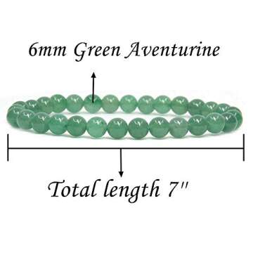 Natural Green Aventurine Gemstone 6mm Round Beads Stretch Bracelet 7" Unisex