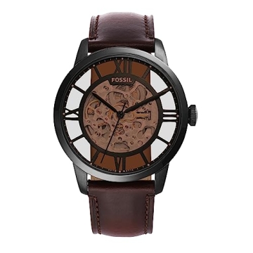 Fossil Men's Skeleton Watch with Leather and Stainless Steel