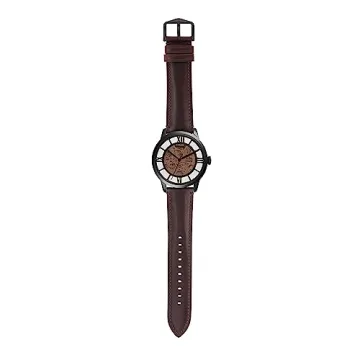 Fossil Men's Skeleton Watch with Leather and Stainless Steel