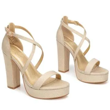 Trary Gold Strappy Platform Heels - Stylish & Comfortable Sandals