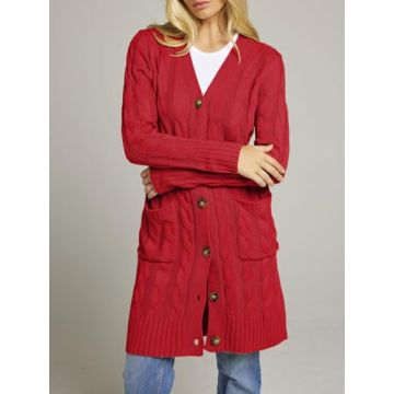 Cozy MEROKEETY Long Sleeve Knit Cardigan for Women