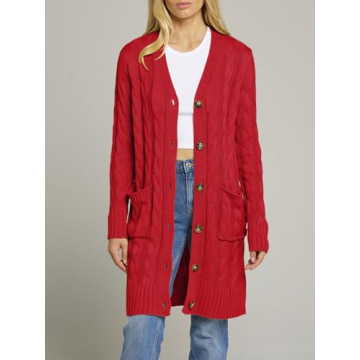 Cozy MEROKEETY Long Sleeve Knit Cardigan for Women