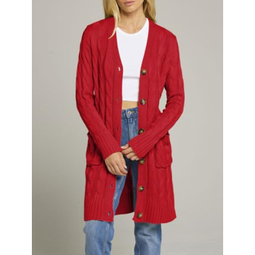 Cozy MEROKEETY Long Sleeve Knit Cardigan for Women