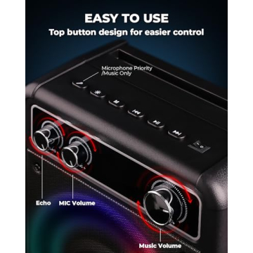 VOSOCO Karaoke Machine - Bluetooth Speaker w/ Microphones