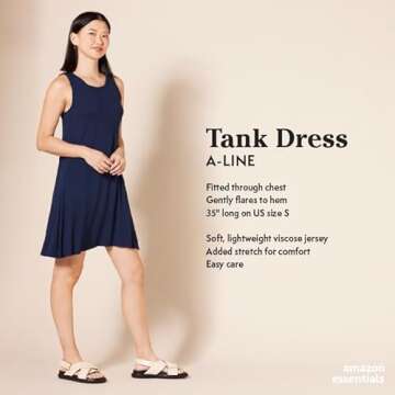 Amazon Essentials Women's Tank Swing Dress (Available in Plus Size), Light Brown Leopard Print, Large