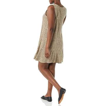 Amazon Essentials Women's Tank Swing Dress (Available in Plus Size), Light Brown Leopard Print, Large