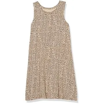 Amazon Essentials Women's Tank Swing Dress (Available in Plus Size), Light Brown Leopard Print, Large
