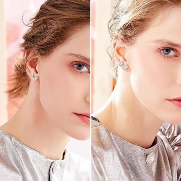 Kainier 14K Gold Plated CZ Stud Earrings Hypoallergenic Set