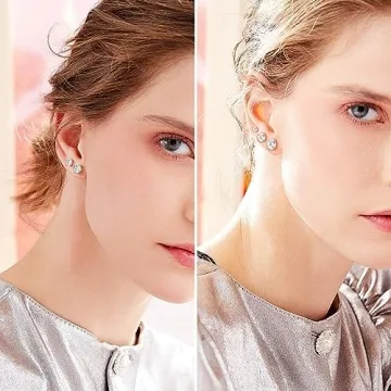 Kainier 14K Gold Plated CZ Stud Earrings Hypoallergenic Set