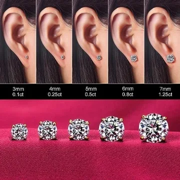 Kainier 14K Gold Plated CZ Stud Earrings Hypoallergenic Set