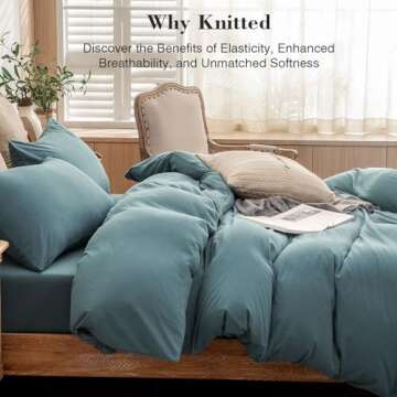 PURE ERA Jersey Knit Duvet Cover Set 100% T-Shirt Cotton Super Soft Comfy 3pc Bedding Set with Zippe...