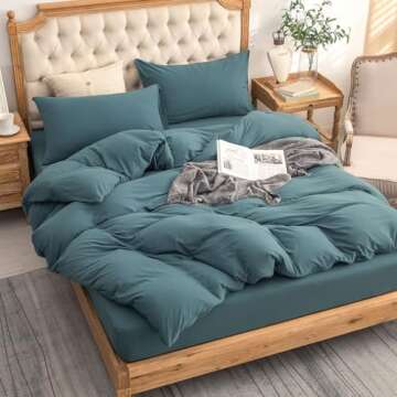 PURE ERA Jersey Knit Duvet Cover Set 100% T-Shirt Cotton Super Soft Comfy 3pc Bedding Set with Zipper Closure (Solid Cerulean Blue, Queen)