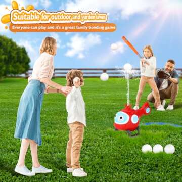 LELETAM 2-in-1 Water Sprinkler Baseball Helicopter Toy for Kids Outdoor Play, Attaches to Garden Hose, Summer Outside Toys Lawn Backyard Game Pool Party for Kids Age 3 4 5 6 7 8, 12 Gift