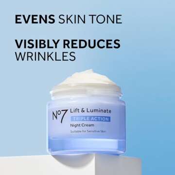 No7 Lift & Luminate Triple Action Night Cream - Anti-Wrinkle, Collagen Peptide Moisturizer with Skin...