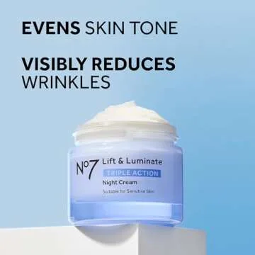 No7 Lift & Luminate Triple Action Night Cream - Anti-Wrinkle, Collagen Peptide Moisturizer with Skin...