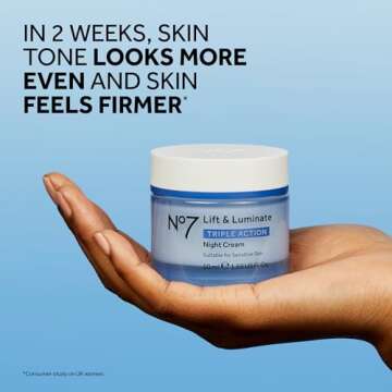 No7 Lift & Luminate Triple Action Night Cream - Anti-Wrinkle, Collagen Peptide Moisturizer with Skin Firming Hyaluronic Acid & Hibiscus - Helps Even Skin Tone for a Radiant Complexion (1.7 Fl Oz)