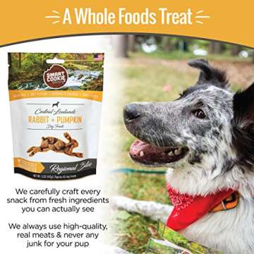 Smart Cookie All Natural Dog Treats - Rabbit & Pumpkin - Training Treats for Dogs & Puppies with Allergies, Sensitive Stomachs - Soft Dog Treats, Grain Free, Chewy, Human-Grade, Made in USA - 5oz Bag