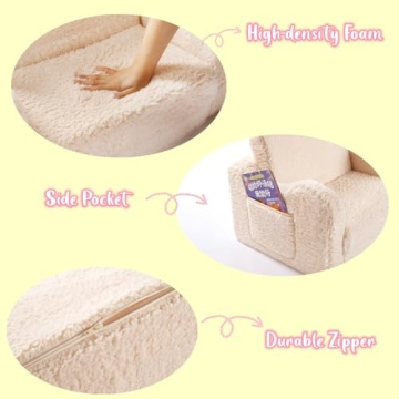 MOMCAYWEX Kids Couch - Toddler Soft Sherpa Chair