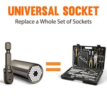 Super Universal Socket Tools Gifts for Men Women Grip Socket Set with Power Drill Adapter Cool Stuff...