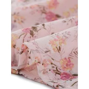 Allegra K Women's Floral Skirts Chiffon A-line Long Tiered Ruffle Boho Midi Skirt XS-3XL Large Pink