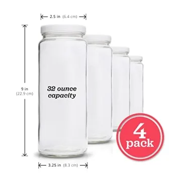 All About Juicing Glass Bottles Set - 32 oz, 4 Pack