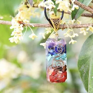 Orgone Pendant 7 Chakra Stones Necklace for Stress Relief
