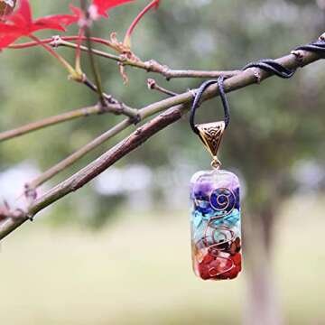 Orgone Pendant Orgonite Healing Crystals Pendant 7 Chakra Stones Necklace Adjustable Cord Crystal Jewelry for Women Men Relieve stress and strengthen the immune system Meditation & Yoga