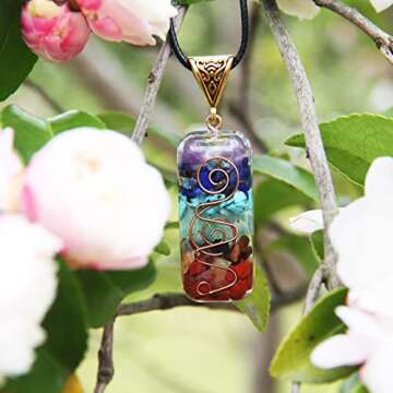 Orgone Pendant Orgonite Healing Crystals Pendant 7 Chakra Stones Necklace Adjustable Cord Crystal Jewelry for Women Men Relieve stress and strengthen the immune system Meditation & Yoga