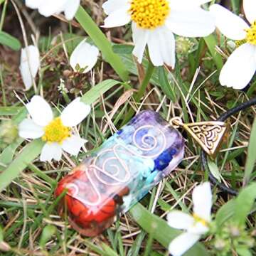 Orgone Pendant Orgonite Healing Crystals Pendant 7 Chakra Stones Necklace Adjustable Cord Crystal Jewelry for Women Men Relieve stress and strengthen the immune system Meditation & Yoga