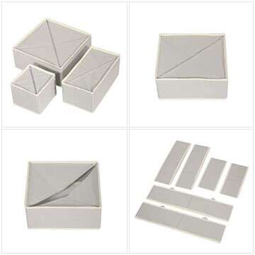 DIOMMELL Foldable Cloth Storage Box Closet Dresser Drawer Organizer Fabric Baskets Bins Containers Divider for Clothes Underwear Bras Socks Lingerie Clothing,Set of 11 Grey 245