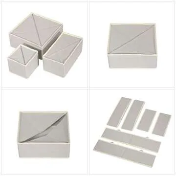 DIOMMELL Foldable Cloth Storage Box Closet Dresser Drawer Organizer Fabric Baskets Bins Containers Divider for Clothes Underwear Bras Socks Lingerie Clothing,Set of 11 Grey 245