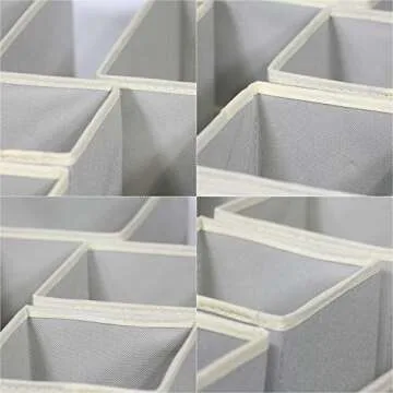DIOMMELL Foldable Cloth Storage Box Closet Dresser Drawer Organizer Fabric Baskets Bins Containers Divider for Clothes Underwear Bras Socks Lingerie Clothing,Set of 11 Grey 245