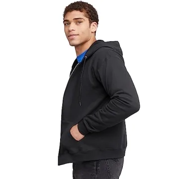 Hanes Eco-Smart Hoodie for Men, Black, Large Size