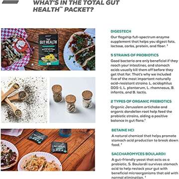 ONNIT Total Gut Health - Complete Probiotics & Digestive Enzyme Supplement for Women & Men - 5 Strains of Probiotics, Prebiotics, Enzymes, Betaine HCL