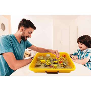 INvench Construction Dinosaur Play Sand Set - 38 Pieces Sensory Bin Sand Kit Include 2 lbs Magic San...