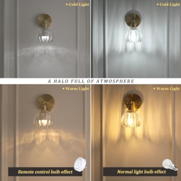 Shenmoyl Vintage Brass Adjustable Wall Sconces with Tulip Glass