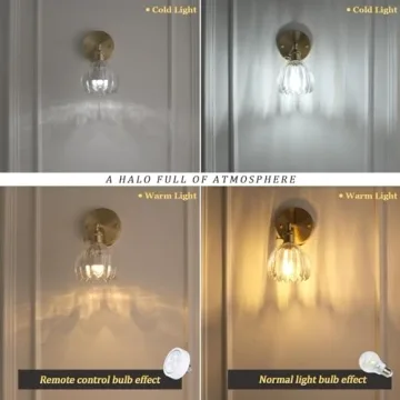 Shenmoyl Vintage Brass Adjustable Wall Sconces with Tulip Glass