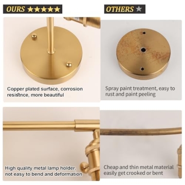 Shenmoyl Vintage Brass Adjustable Wall Sconces with Tulip Glass