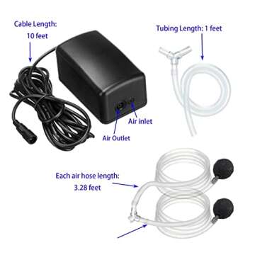 Lewisia Solar Air Pump Kit with Air Hoses and Bubble Stones 3 Working Modes Pond Aerator Bubble Oxygenator (2.5W)