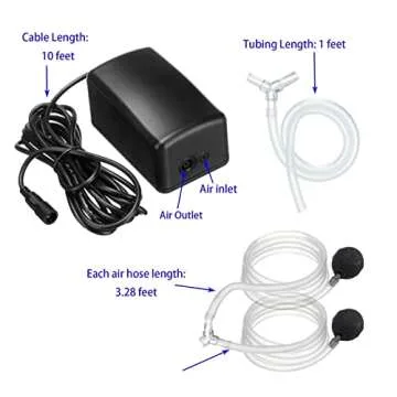 Lewisia Solar Air Pump Kit with Air Hoses and Bubble Stones 3 Working Modes Pond Aerator Bubble Oxygenator (2.5W)