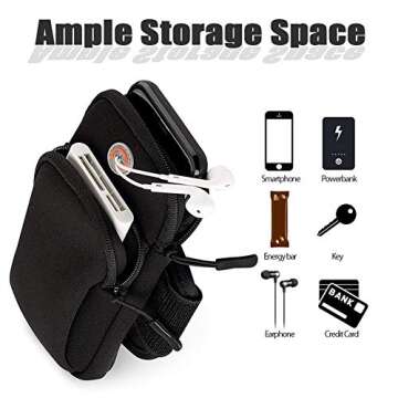 MOVOYEE Phone Holder for Running Armband iPhone 15 14 13 12 11 Pro Max XS XR X 8 7 6 Plus SE Mini Galaxy Ultra Edge S24 S23 S22 S21 S20 Note 20 10 Pouch Bag,Arm Band Sleeve Fit Sport Gym Hiking-Black