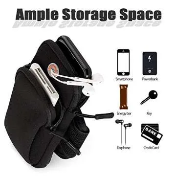 MOVOYEE Phone Holder for Running Armband iPhone 15 14 13 12 11 Pro Max XS XR X 8 7 6 Plus SE Mini Galaxy Ultra Edge S24 S23 S22 S21 S20 Note 20 10 Pouch Bag,Arm Band Sleeve Fit Sport Gym Hiking-Black