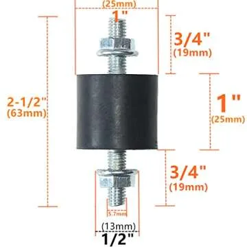 4pcs 25 x 25mm Rubber Mounts Rubber Vibration Isolator Mounts Shock Absorber with M6 x 19mm Studs Vi...