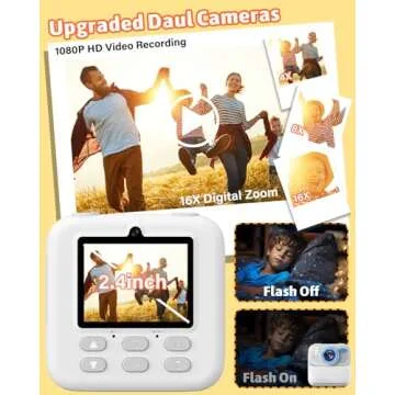 Mgaolo Kids Camera Instant Print Photo,Children Digital Camera Toys Gift with HD Video for Girls Boys 3-12 Age,Chritmas Birthday Festival Present for 3 4 5 6 7 8 9 Year Old Child (White)