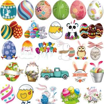 200Pcs Easter Stickers, Easter Egg Bunny Individual Stickers for Kids Teens Adults, Cute Aesthetic V...