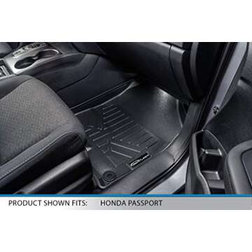 SMARTLINER Custom Fit Floor Mats 2 Rows and Cargo Liner Behind 2nd Row Set Black Compatible with 2019-2025 Honda Passport