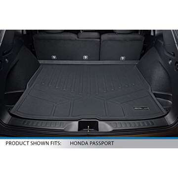 SMARTLINER Custom Fit Floor Mats 2 Rows and Cargo Liner Behind 2nd Row Set Black Compatible with 2019-2025 Honda Passport