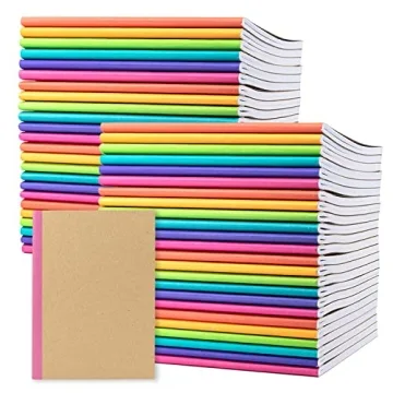 PAPERAGE 48-Pack Composition Notebook Journals, 120 Pages, Kraft Cover with Rainbow Spines, College ...